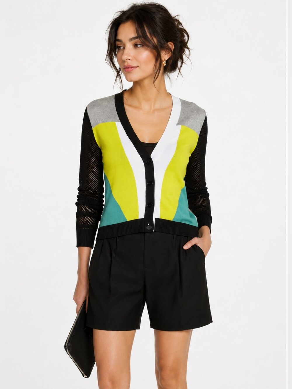 Peter Pilotto for Target | Colorblock Cardigan w/ Mesh Sleeves, Size S